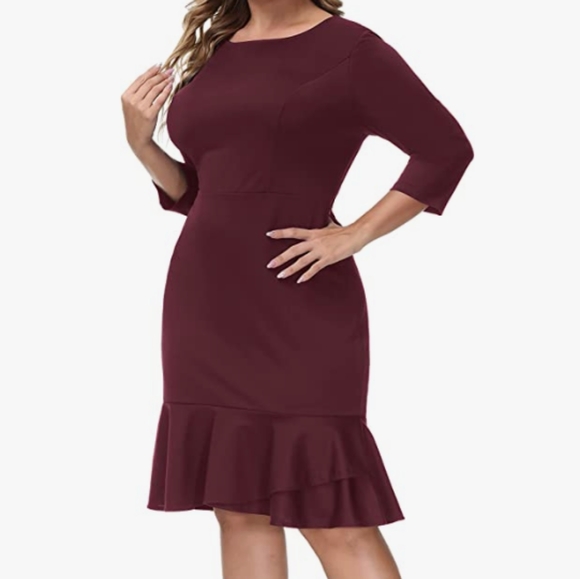 Hanna Nikole Dresses & Skirts - Hanna Nikole Plus Size 3/4 Sleeve Burgundy Cocktail Dress Size 22W NWT